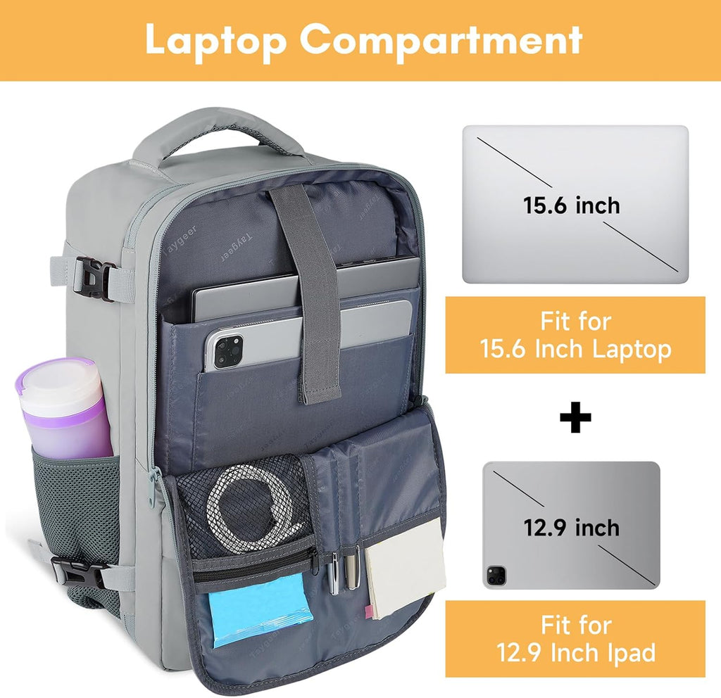 Taygeer - Mochila de viaje para mujeres, mochila de cabina con puerto de carga USB y bolsa para zapatos, mochila TSA para laptop de 15.6 pulgadas aprobada para vuelos, bolsa de enfermera, mochila | 15.6inch Laptop Mochila with Water Bottle Pocket & Shoe P