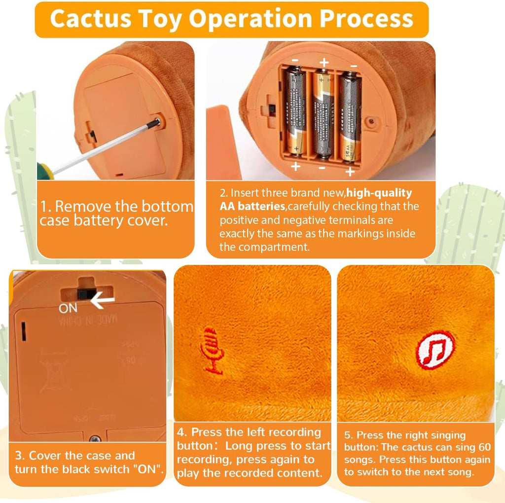 Cactus bailarín parlante - Repite lo que dices graba juguete para bebé | Bebé cantando grabación, imitando, repite lo que dices, musical interactivo, para niños y niñas de 1 año