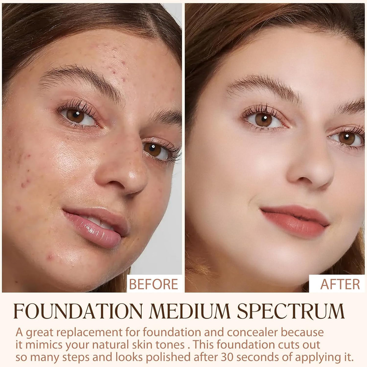 Base de maquillaje 4 en 1 que cambia de color con suero protector solar SPF 50, espectro ligero, duradero, impermeable e hidratante profundo para todo tipo de piel