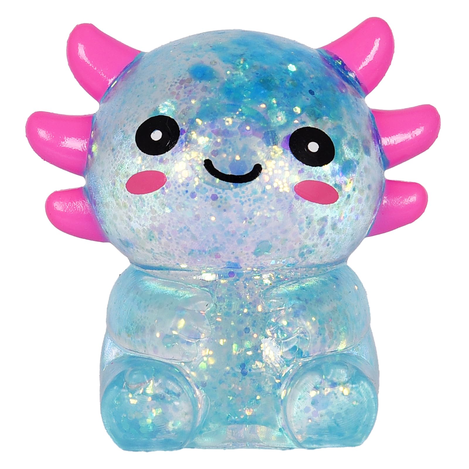 Axolotl - Juguete blando para aliviar el estrés – Lindo juguete para apretar con purpurina para niños y adultos, juguete sensorial para aliviar la ansiedad, recuerdo de fiesta de escritorio | Soft TPR, Floating Glitter, squeeze toy, busy hands, stress rel