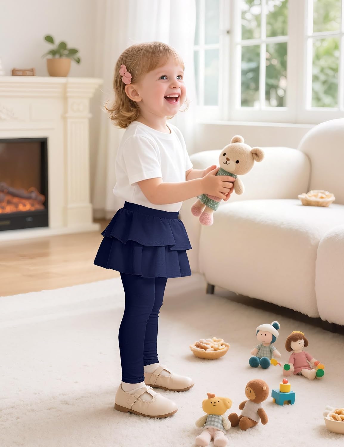 Witwot Paquete de 2 leggings tutú para niña, pantalones de algodón con falda con volantes, talla 18M-5T | Size 18M-5T Baby Girls Clothes