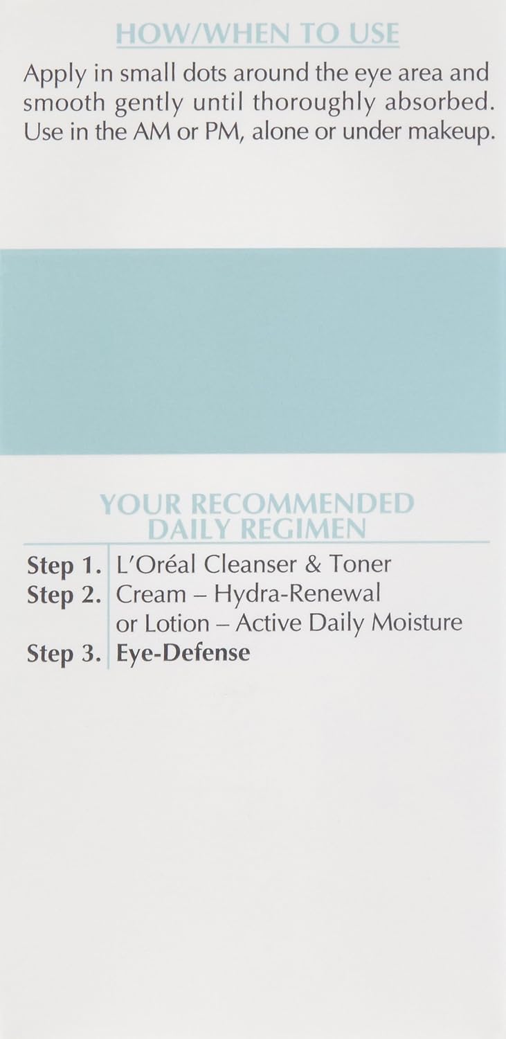 L'Oréal Paris Dermo-Expertise Eye Defense Crema para Ojos con Cafeína y Ácido Hialurónico 0.5 onzas