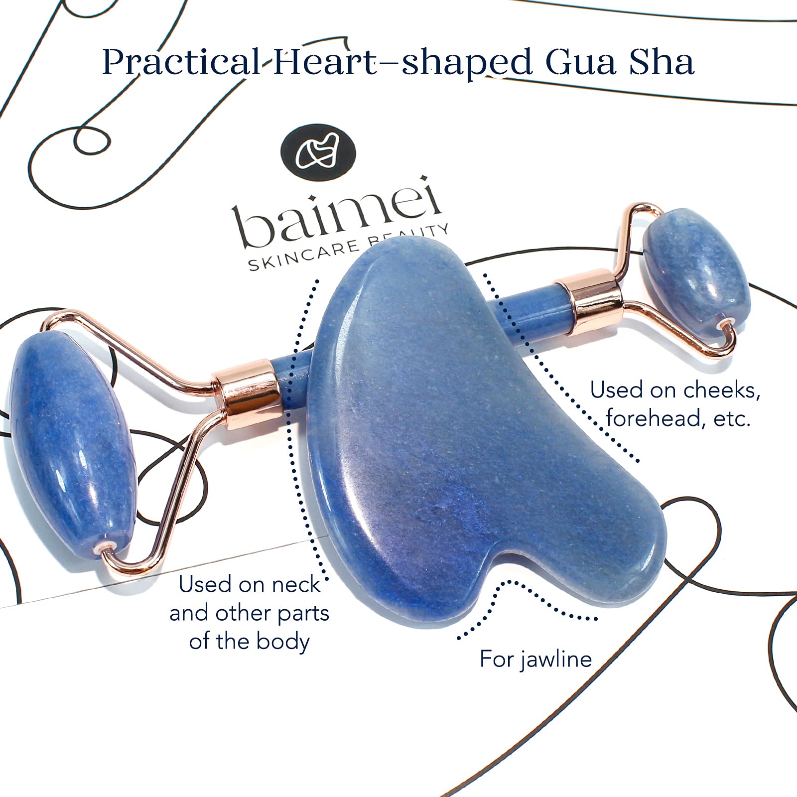 BAIMEI IcyMe - Rodillo de jade y Gua Sha, rodillo facial para reducir el enrojecimiento de la piel, cuidado personal para hombres y mujeres, masajeador para cara, ojos, cuello, alivia líneas finas y | Cooling Face Roller for Lymphatic Massage,Sculpting To