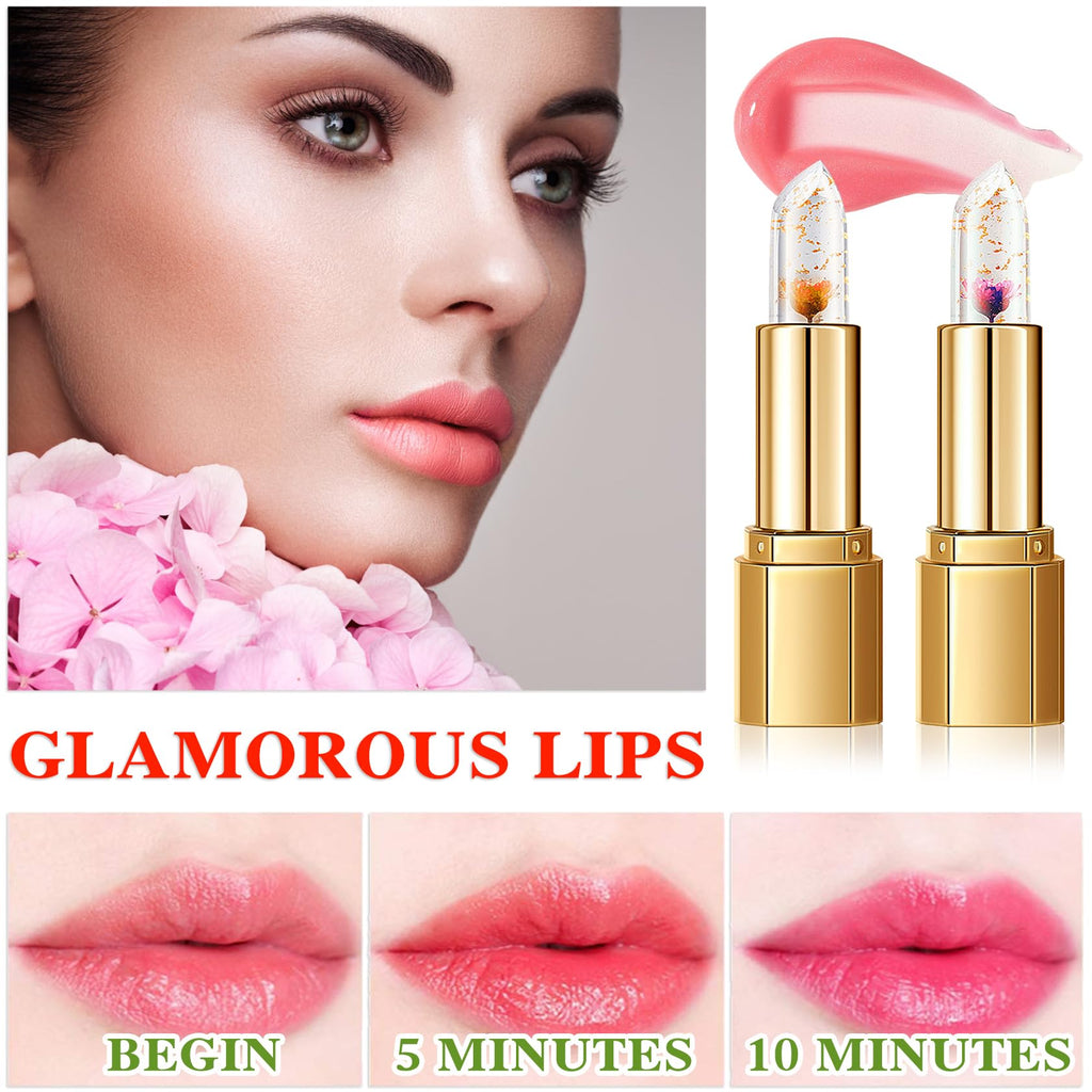 Labial de aloe vera, cuidado labial de larga duración, bálsamo labial nutritivo y voluminizador, brillo labial, cambio de color mágico con temperatura, 3 unidades