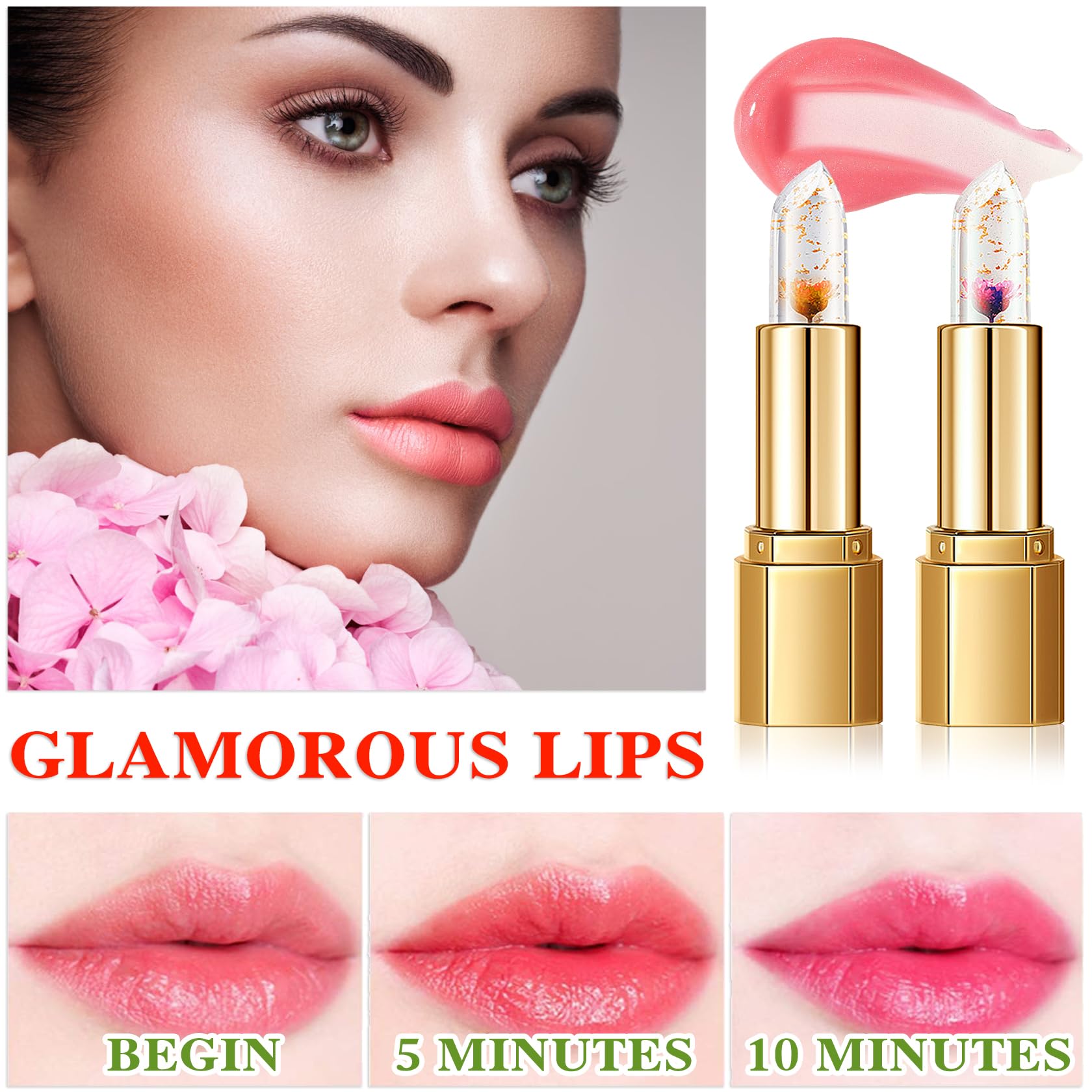 Labial de aloe vera, cuidado labial de larga duración, bálsamo labial nutritivo y voluminizador, brillo labial, cambio de color mágico con temperatura, 3 unidades