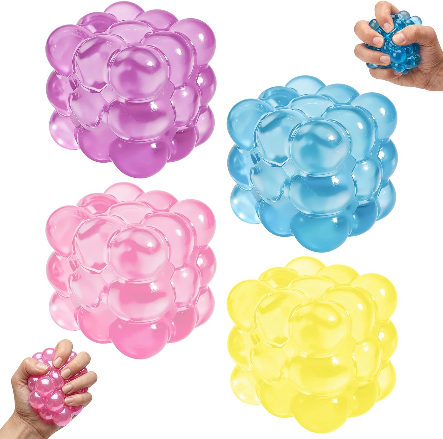 4Pcs Ice Cube Squishy Fidget Toy, Puffwize Soft Textured Sensory Toy with Irregular Shape for Anxiety Relief and Improving Focus,Party Favors Gift for Kid&Adults