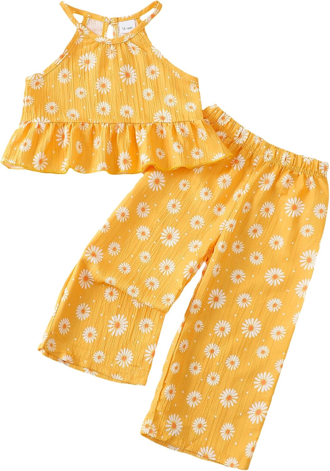 Kucnuzki Ropa de bebé niña pequeña trajes de verano Cami volantes halter tops pantalones de pierna ancha niños conjunto de ropa floral