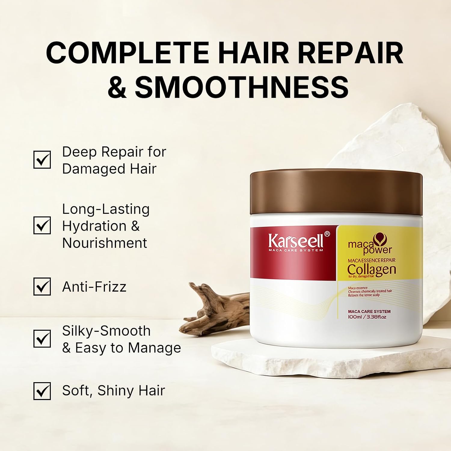 Karseell Collagen Hair Treatment for Dry Damaged Hair, 3.38floz | Deep Repair Conditioning Argan Oil Collagen Hair Mask Essence All Hair Types