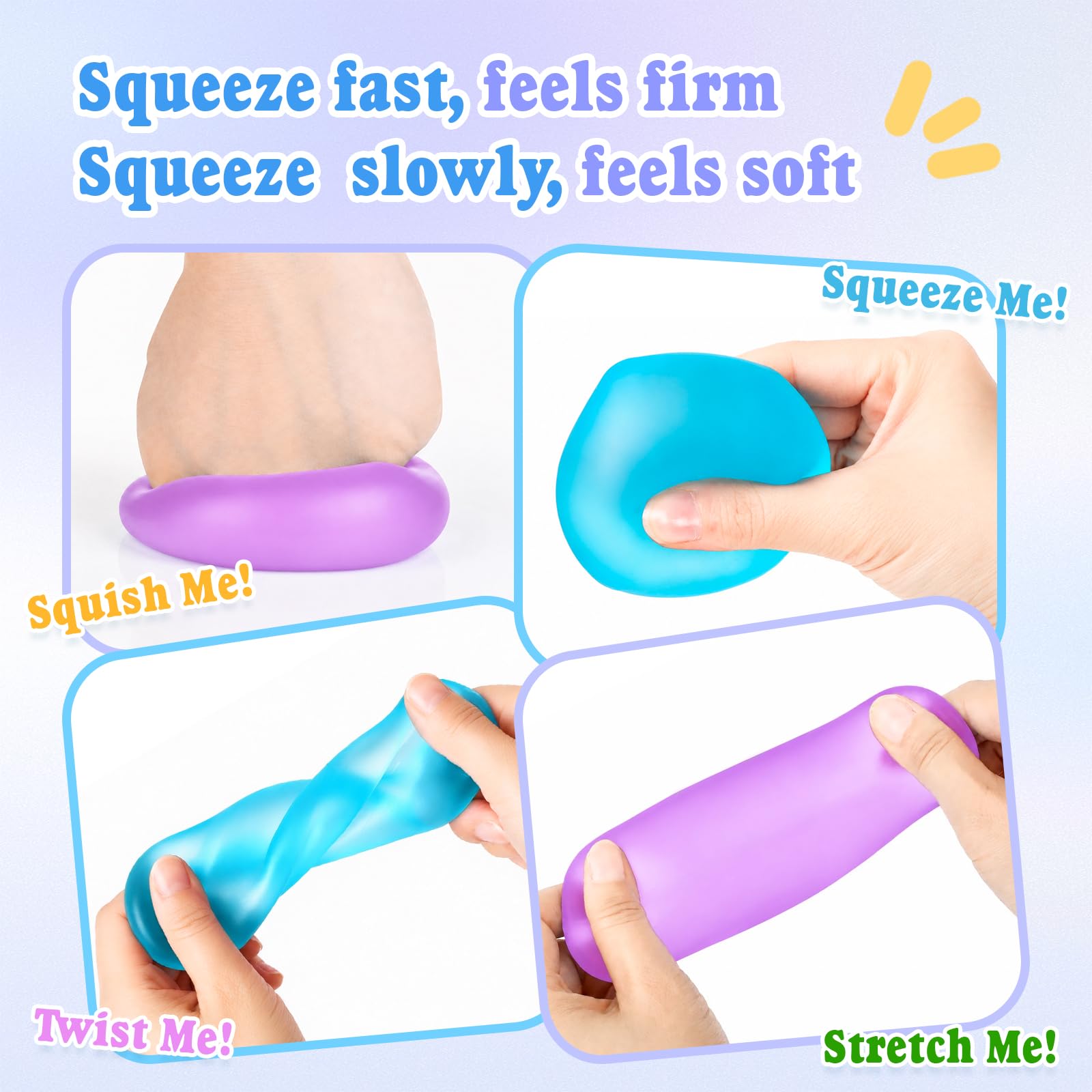 Paquete de 4 Cubos Antiestrés, Pelotas Antiestrés con Forma de Cubo de Hielo de Elevación Lenta para Adultos y Niños, Juguete Sensorial Fidget para Alivio de Ansiedad, Pelotas Blandas de Forma | Sensory Fidget Toy for Anxiety Relief, Square Shape Cube Squ