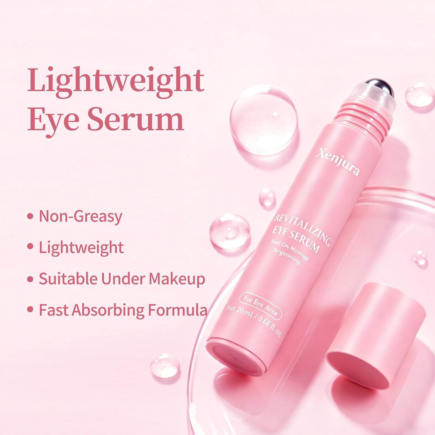 Suero de retinol y cafeína para debajo de los ojos, crema refrescante Xenjura para ojos hinchados y ojeras, removedor de arrugas antienvejecimiento para líneas finas, cuidado de la piel vegano (0.7 fl