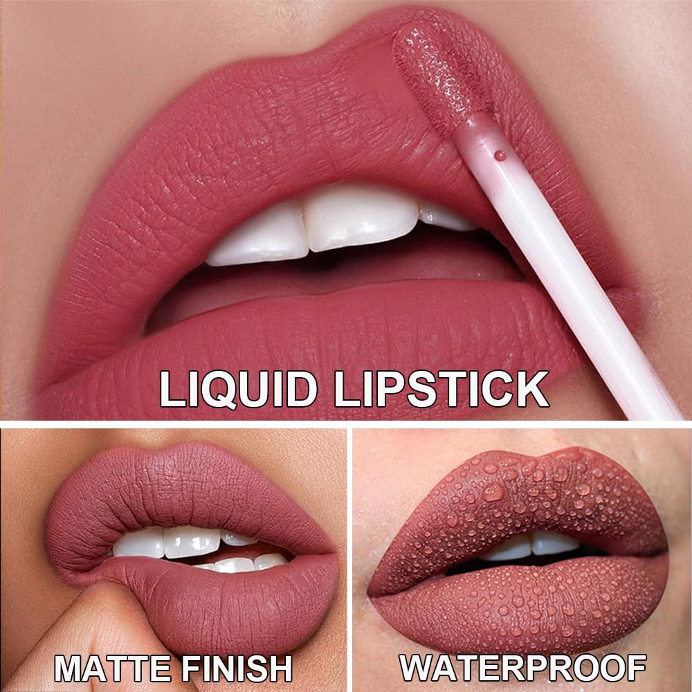 12Pcs Liquid Lipstick Set, Shades with Matte Gloss Lip Tint, Set A | Waterproof, Long Lasting, Quick-drying, Non-Stick Cup, Up to 12H Wear, Professional Lip Makeup Gift Kit