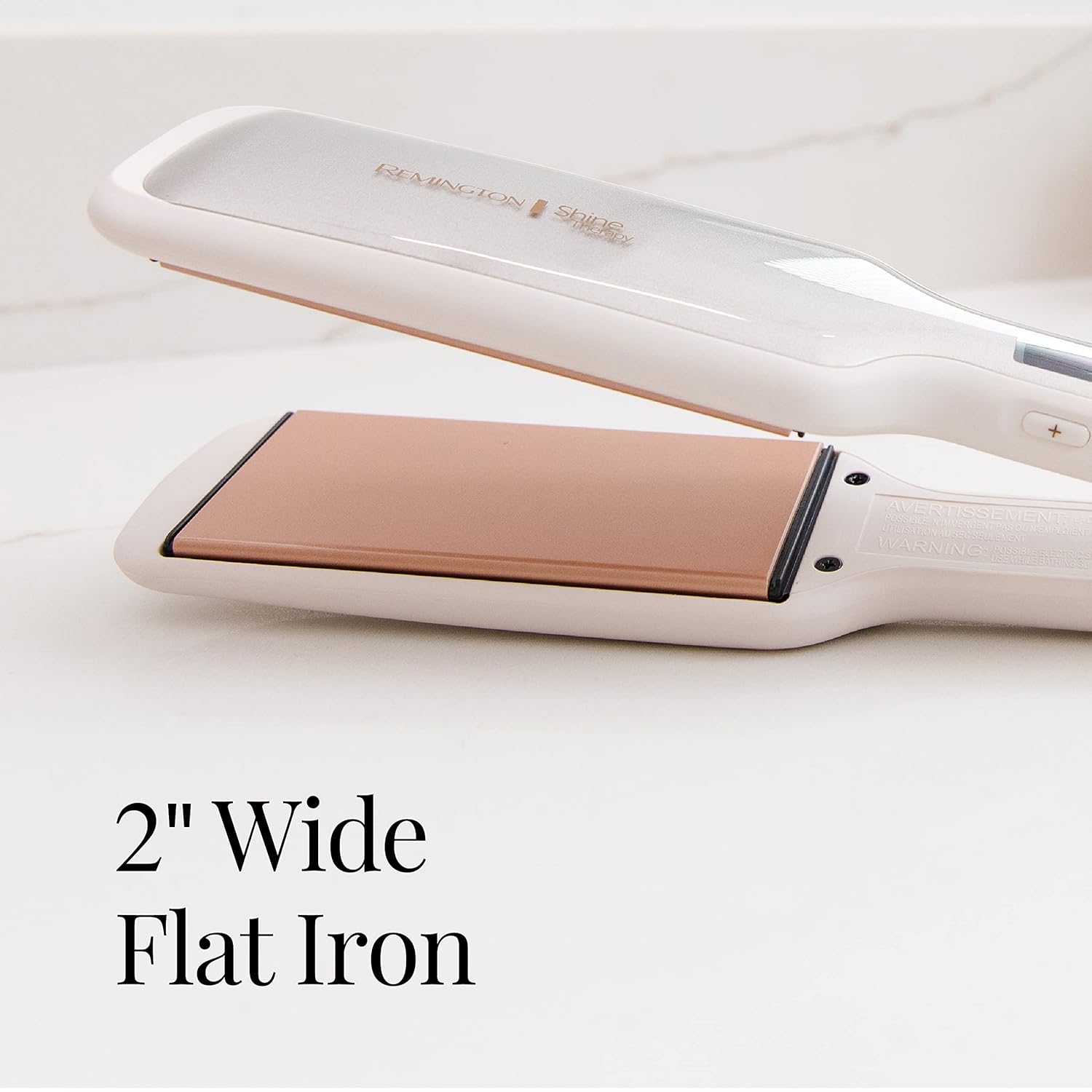 Remington Shine Therapy - Alisadora de cabello de 2 pulgadas, plancha alisadora infundida con aceite de argán y queratina, plancha alisadora profesional de cerámica para menos frizz, herramientas de | Ceramic flat iron plates infused with Argan Oil and Ke