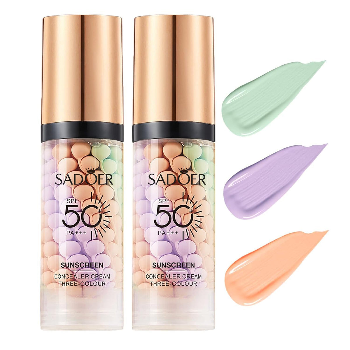 Imprimación 3 en 1 para la cara antes del maquillaje, crema aislante de protección solar, SPF 50, corrector de color en un solo paso, difumina imperfecciones control de aceite y corrección de tono de | One Step Color Corrector Face Primer,Blurs Imperfecti