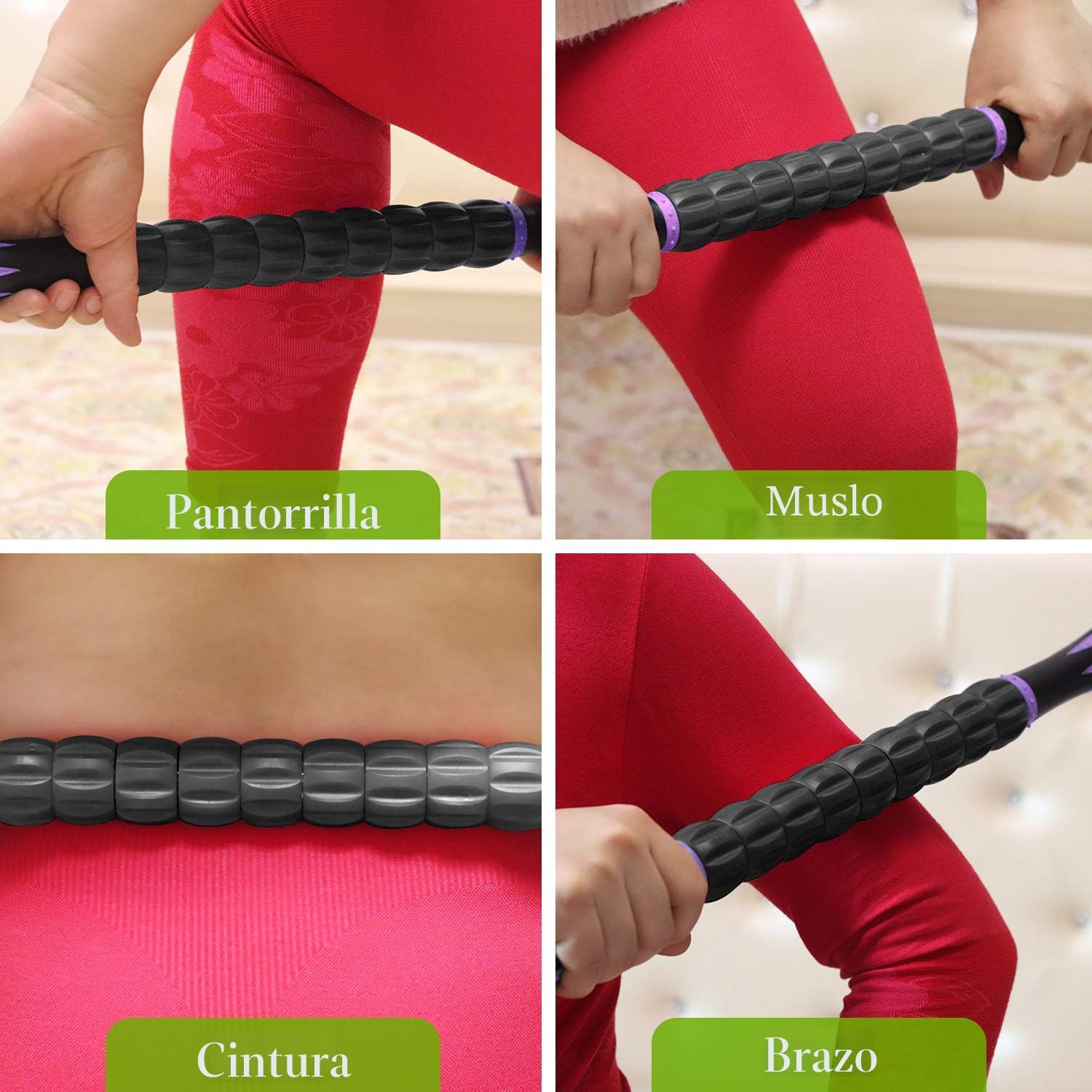 Rodillo de Masaje Muscular Bastón Rodillo de Masaje - Destructor de Fascia de Tejido Profundo para Alivio del Dolor Miofascial, Drenaje Linfático y Escultura Corporal, Herramienta Portátil de