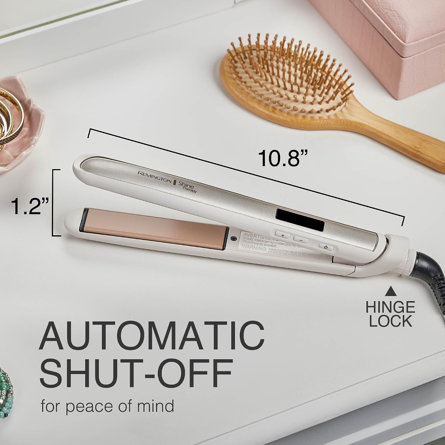 Remington Shine Therapy - Alisadora de cabello de 2 pulgadas, plancha alisadora infundida con aceite de argán y queratina, plancha alisadora profesional de cerámica para menos frizz, herramientas de | Ceramic flat iron plates infused with Argan Oil and Ke