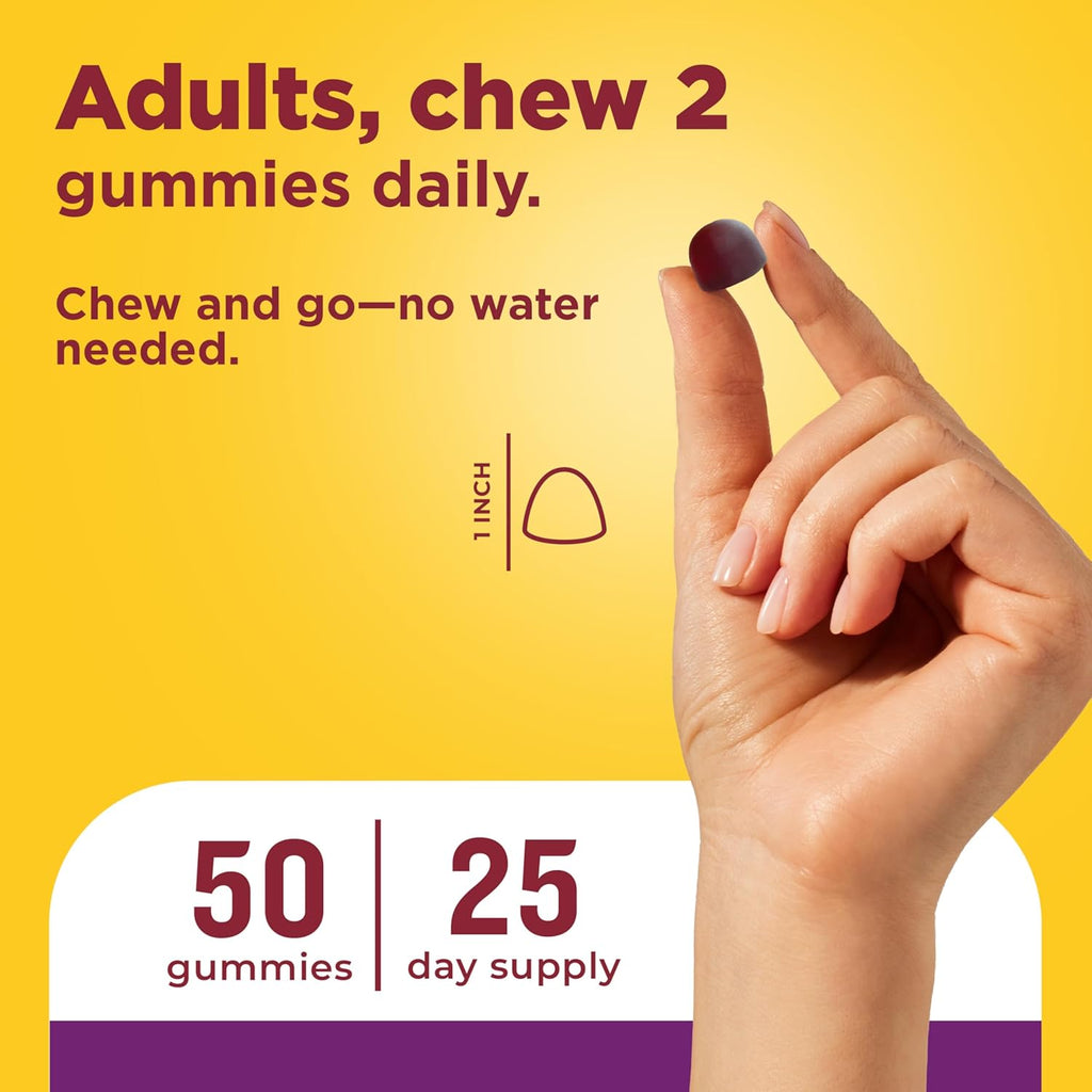 Nature Made - Gomitas de fibra probióticas + prebióticas para la salud intestinal diaria, suplemento de soporte digestivo con probióticos y fibra, 50 gomitas, suministro para 25 días | Fiber Supplement for Daily Gut Health, Prebiotics and Probiotics for W
