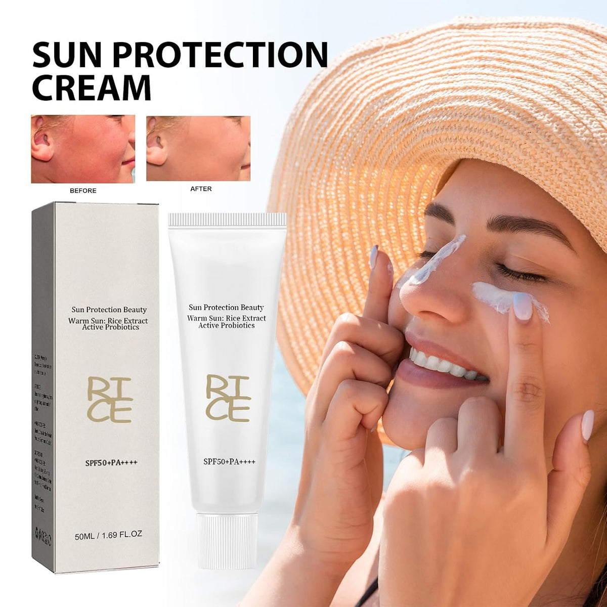 Relief Sun Rice Face Protector solar SPF50+ PA++++ Cuidado de la piel coreano 1.7 fl oz | SPF50+ PA++++ Defensa UV | Fórmula nutritiva de arroz | Se adapta a todo tipo de piel | Absorción rápida