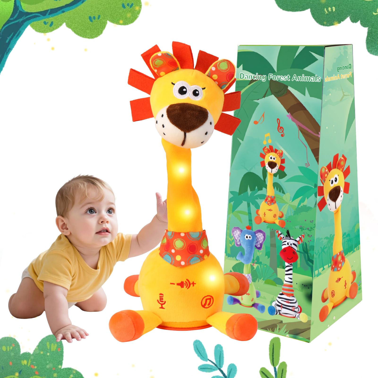 Cactus bailarín parlante - Repite lo que dices graba juguete para bebé | Bebé cantando grabación, imitando, repite lo que dices, musical interactivo, para niños y niñas de 1 año