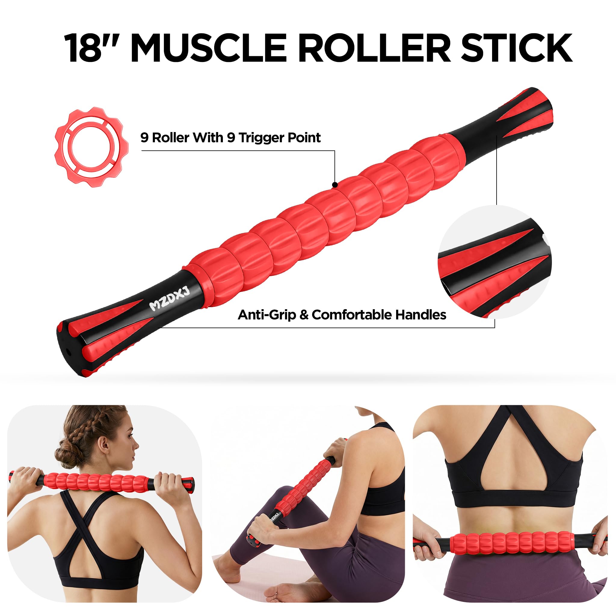 Rodillo de Masaje Muscular Bastón Rodillo de Masaje - Destructor de Fascia de Tejido Profundo para Alivio del Dolor Miofascial, Drenaje Linfático y Escultura Corporal, Herramienta Portátil de