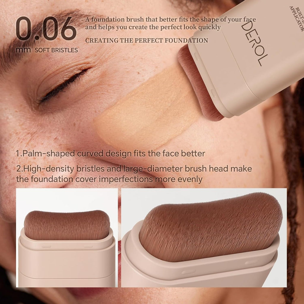 Flawless Eraser Foundation Stick, Lightweight Buildable Medium-to-Full Coverage Dual Ended Makeup Stick, Multi-Use Face Makeup Bar with brush, Natural Finish