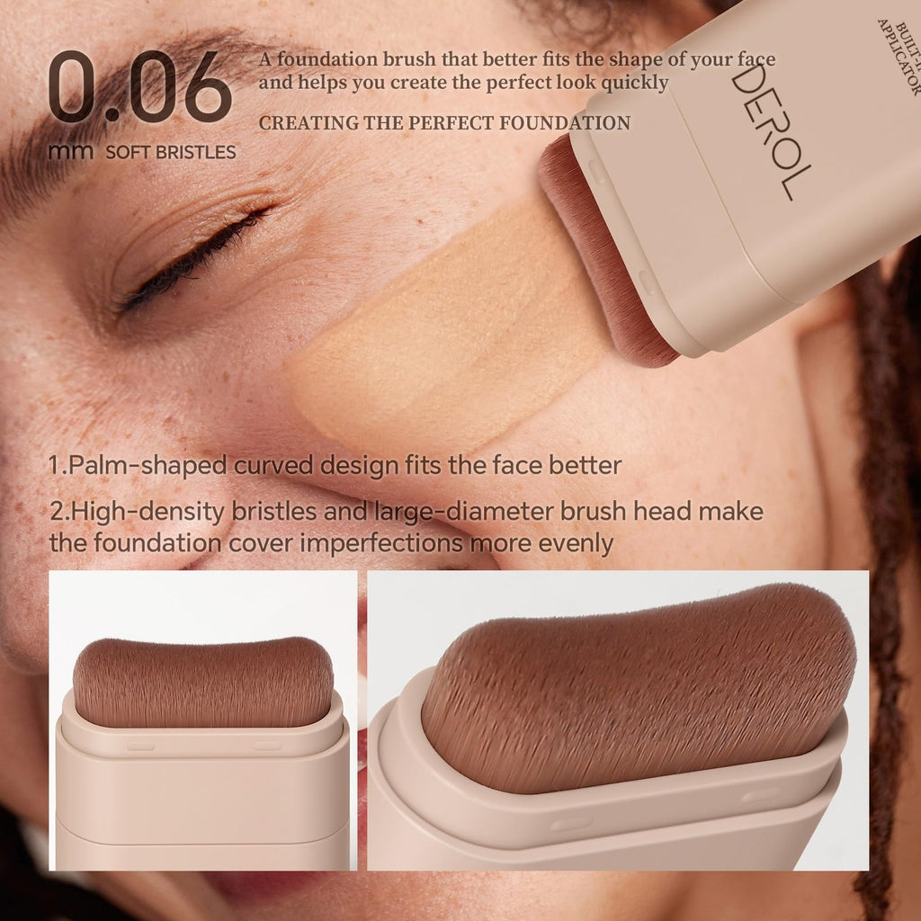 Flawless Eraser Foundation Stick, Lightweight Buildable Medium-to-Full Coverage Dual Ended Makeup Stick, Multi-Use Face Makeup Bar with brush, Natural Finish