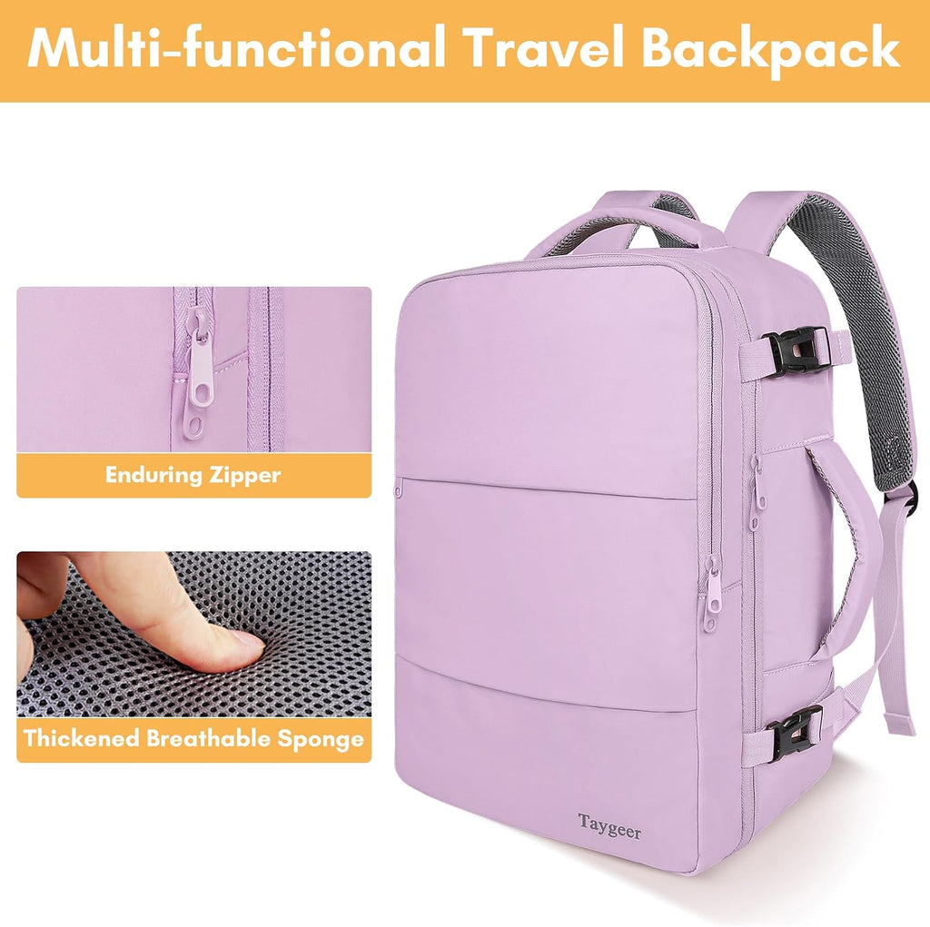 Taygeer - Mochila de viaje para mujeres, mochila de cabina con puerto de carga USB y bolsa para zapatos, mochila TSA para laptop de 15.6 pulgadas aprobada para vuelos, bolsa de enfermera, mochila | 15.6inch Laptop Mochila with Water Bottle Pocket & Shoe P