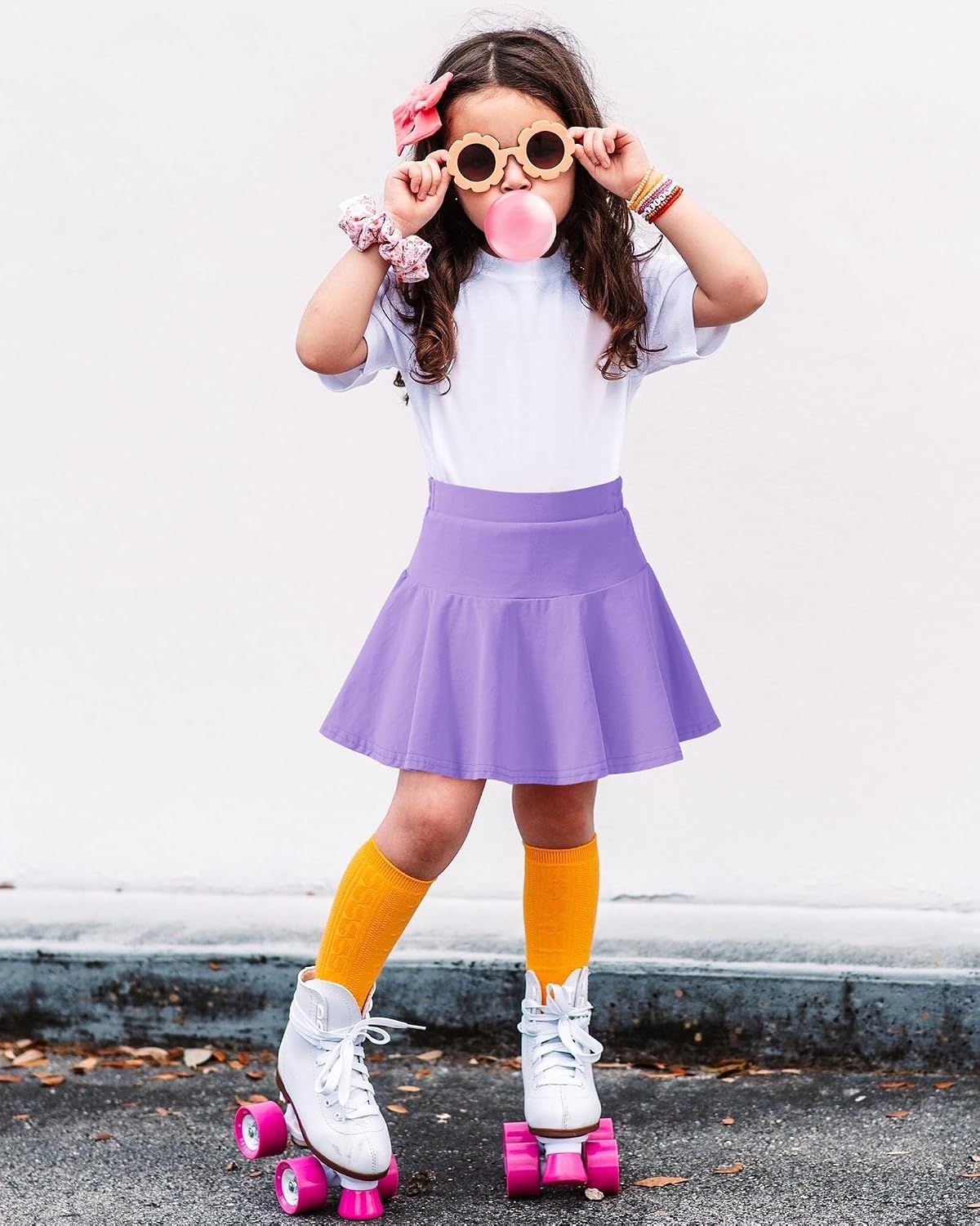 BOOPH Paquete de 2 faldas de uniforme deportivo para niñas pequeñas con pantalones cortos | Faldas de tenis francés con bolsillos para niños de 2 a 9 años