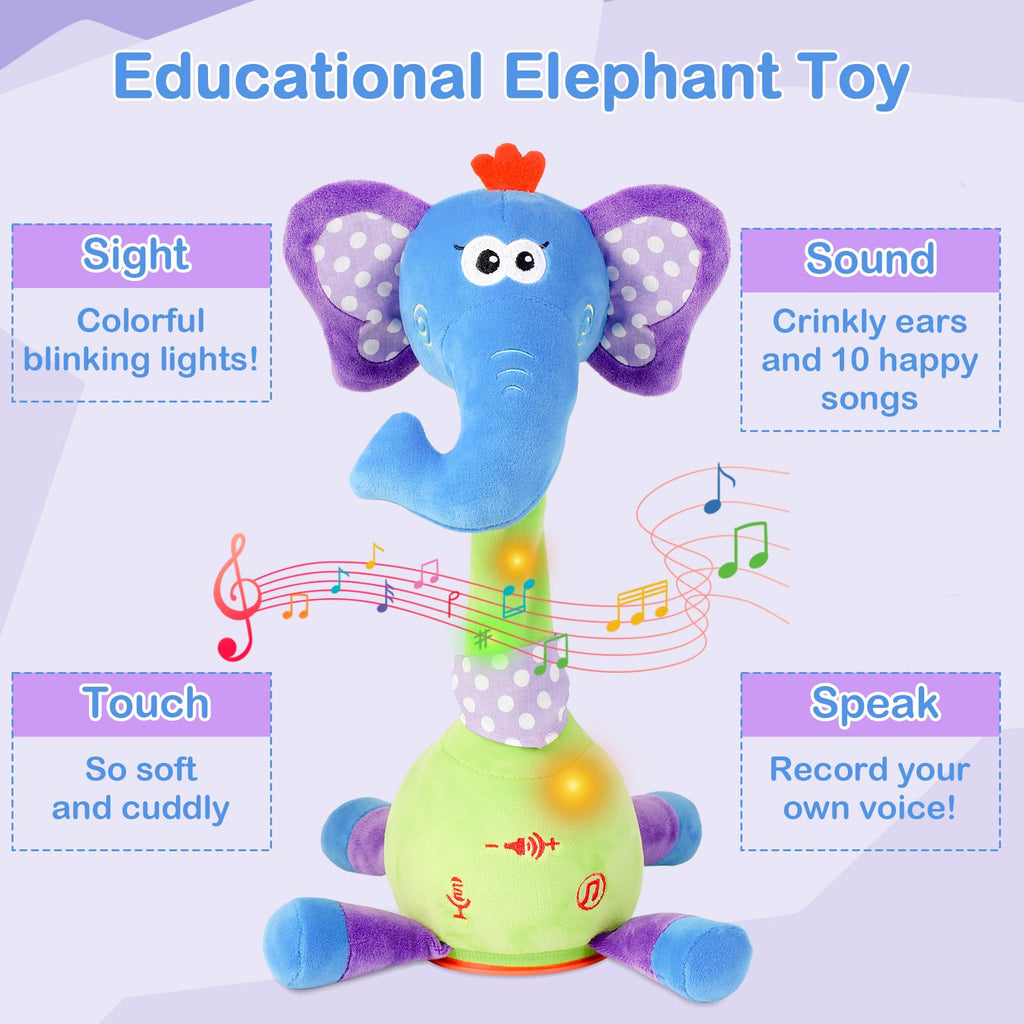Cactus bailarín parlante - Repite lo que dices graba juguete para bebé | Bebé cantando grabación, imitando, repite lo que dices, musical interactivo, para niños y niñas de 1 año