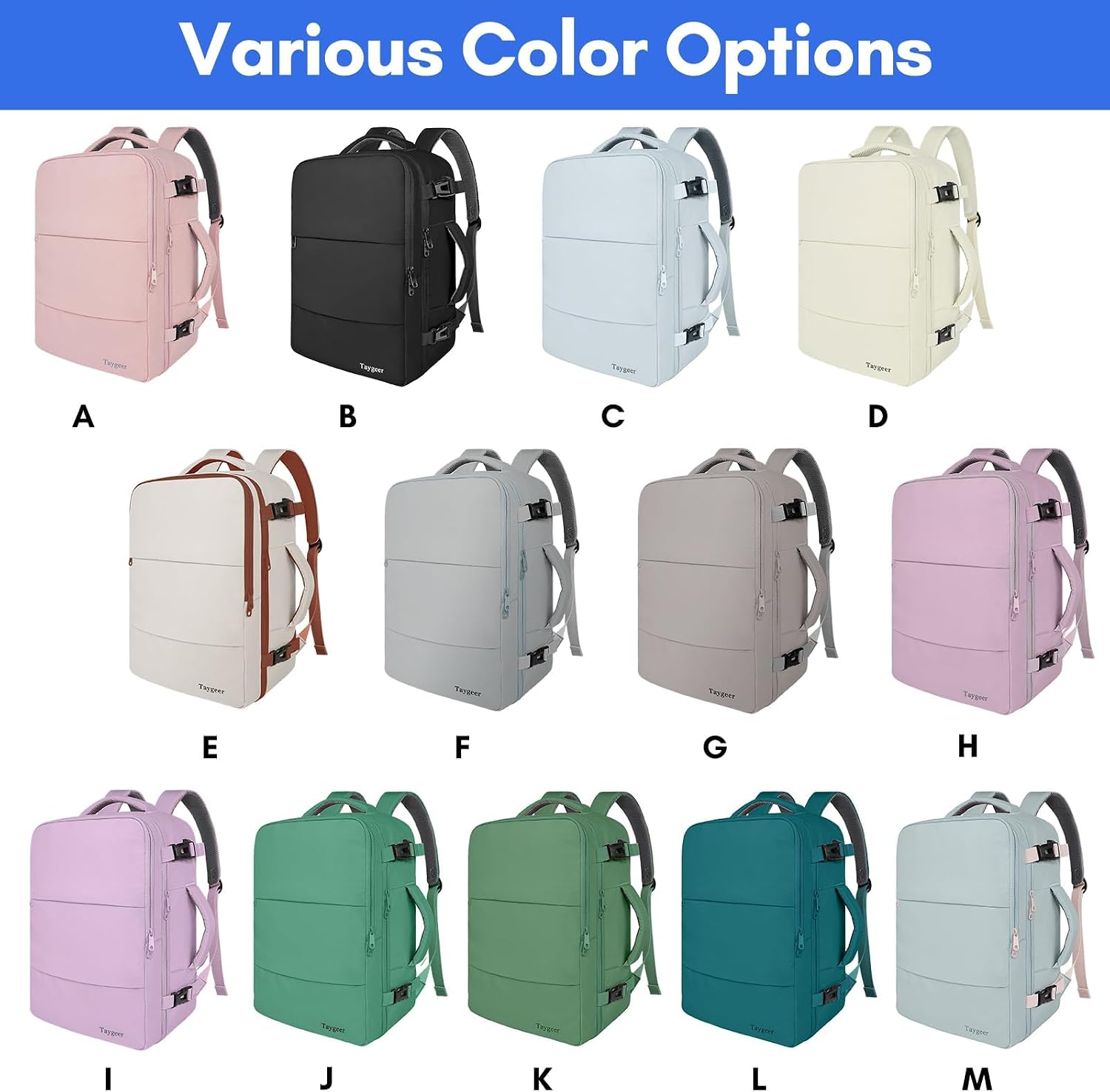 Taygeer - Mochila de viaje para mujeres, mochila de cabina con puerto de carga USB y bolsa para zapatos, mochila TSA para laptop de 15.6 pulgadas aprobada para vuelos, bolsa de enfermera, mochila | 15.6inch Laptop Mochila with Water Bottle Pocket & Shoe P