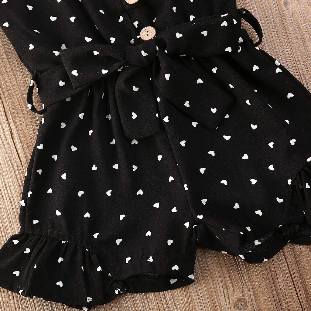 Toddler Baby Girl Heart Print Suspender Romper Jumpsuit Playsuit Holiday Clothes Kids Summer Outfit