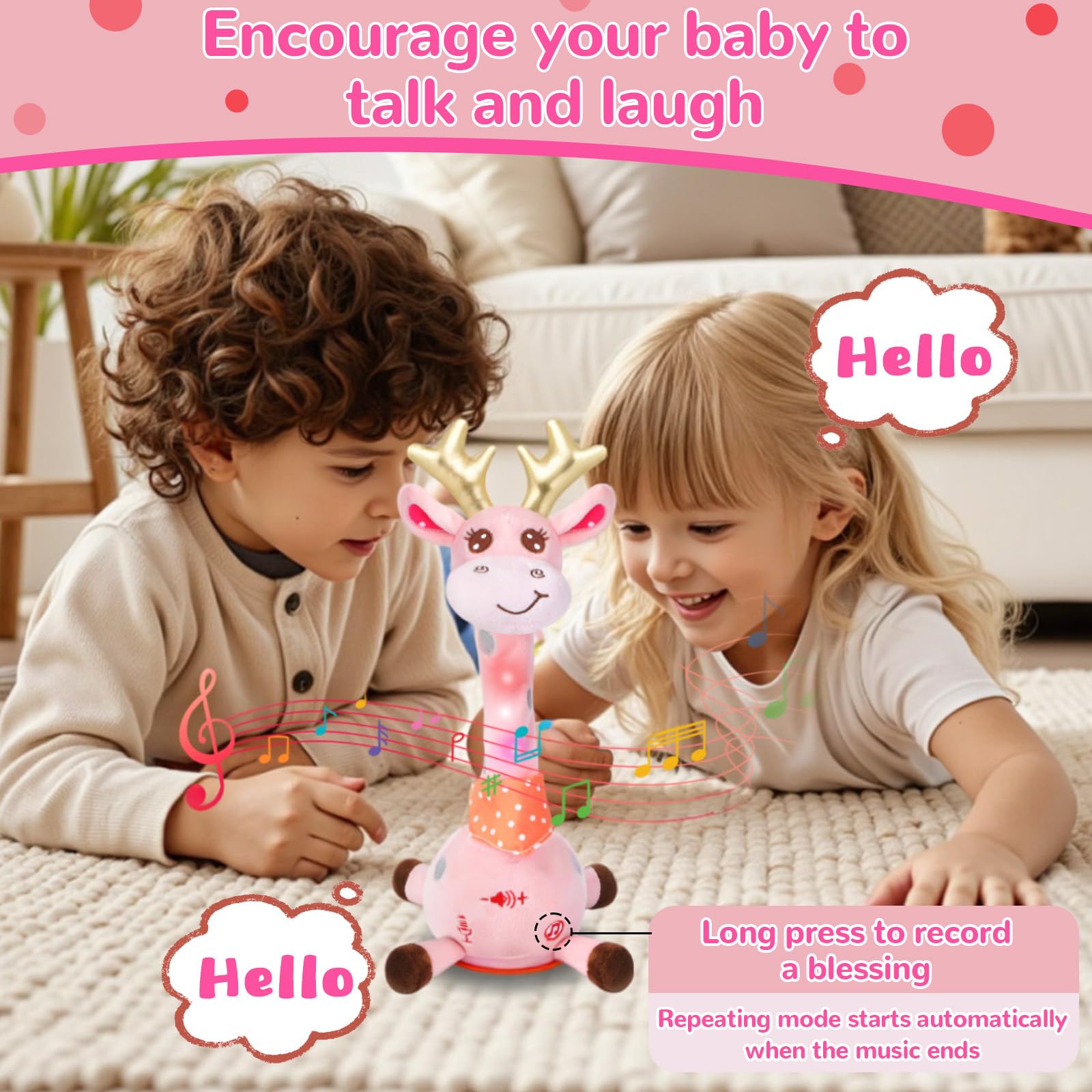 Cactus bailarín parlante - Repite lo que dices graba juguete para bebé | Bebé cantando grabación, imitando, repite lo que dices, musical interactivo, para niños y niñas de 1 año
