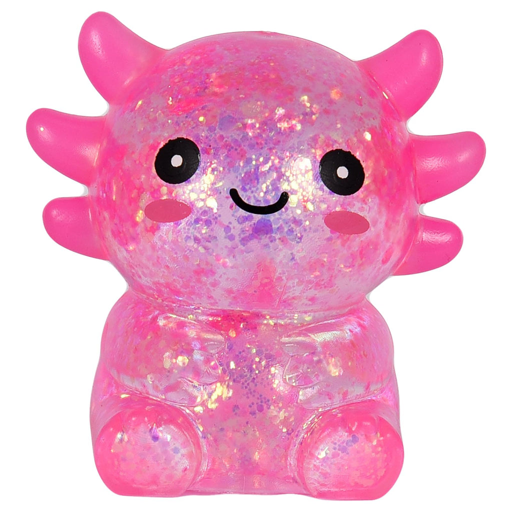Axolotl - Juguete blando para aliviar el estrés – Lindo juguete para apretar con purpurina para niños y adultos, juguete sensorial para aliviar la ansiedad, recuerdo de fiesta de escritorio | Soft TPR, Floating Glitter, squeeze toy, busy hands, stress rel