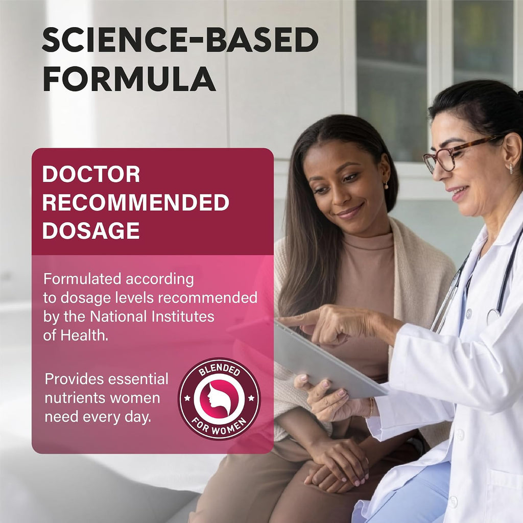 Multivitamínico para mujer - Complejo B | Alimentos integrales | Apoyo al crecimiento del cabello | Digestión y metabolismo | Hierro - Multivitamínico 47 en 1 para mujer - Biodisponible y suave para | Womens Multivitamin - Whole Foods | Hair Growth Suppor