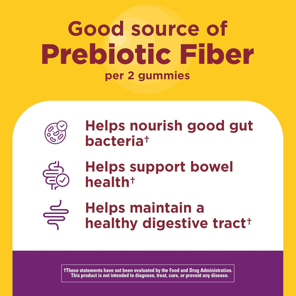 Nature Made - Gomitas de fibra probióticas + prebióticas para la salud intestinal diaria, suplemento de soporte digestivo con probióticos y fibra, 50 gomitas, suministro para 25 días | Fiber Supplement for Daily Gut Health, Prebiotics and Probiotics for W