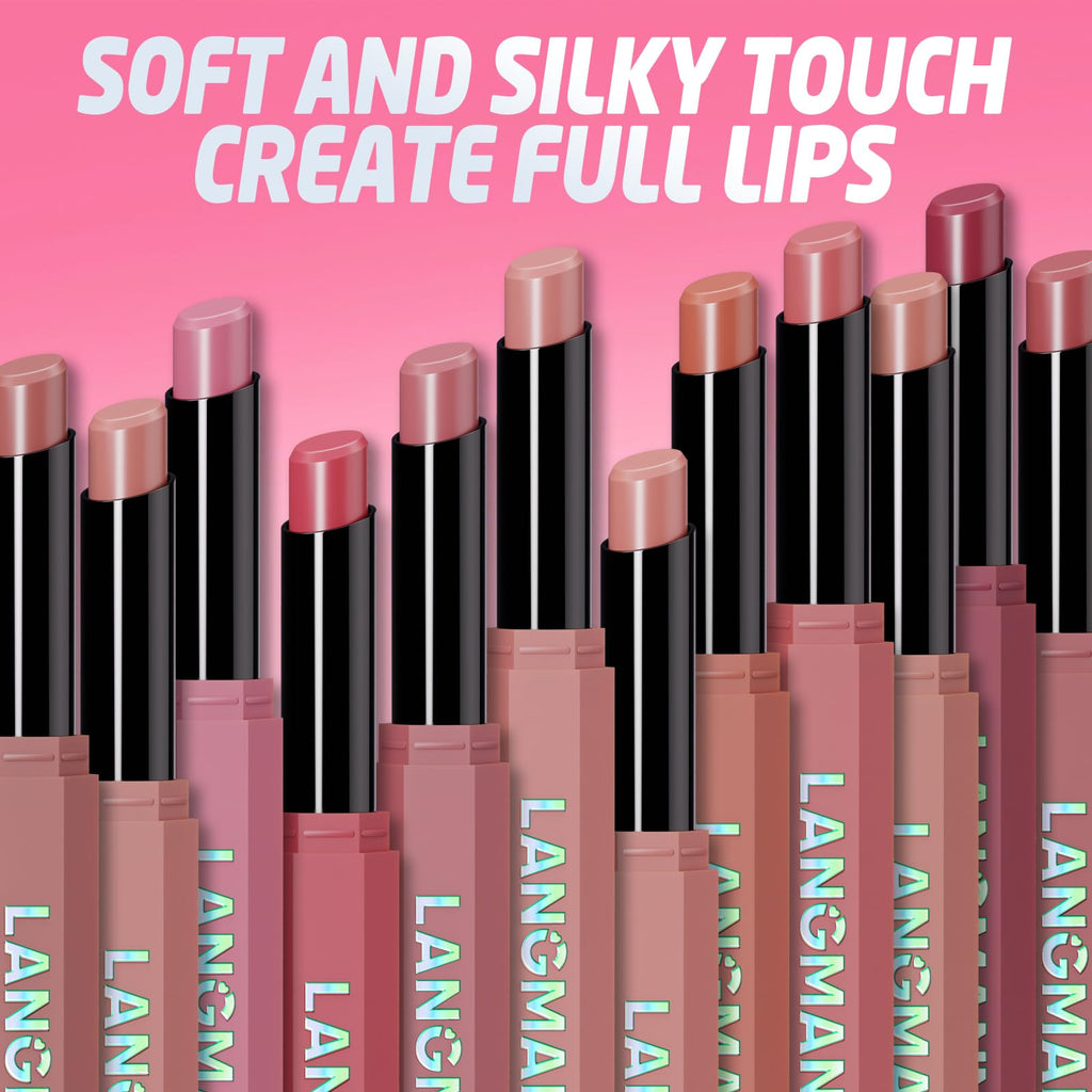 BestLand 12Pcs Matte Liquid Lipstick + Lip Liner Pens Set, Velvety Nude Lip Stain Waterproof Long Wear Makeup Gift Set