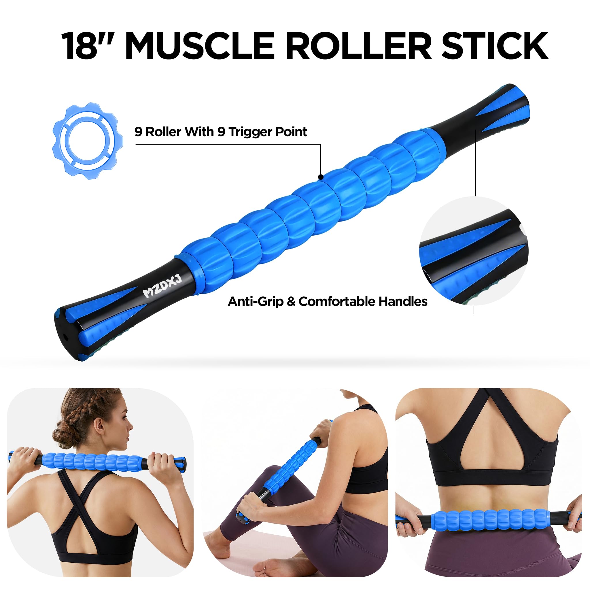 Rodillo de Masaje Muscular Bastón Rodillo de Masaje - Destructor de Fascia de Tejido Profundo para Alivio del Dolor Miofascial, Drenaje Linfático y Escultura Corporal, Herramienta Portátil de