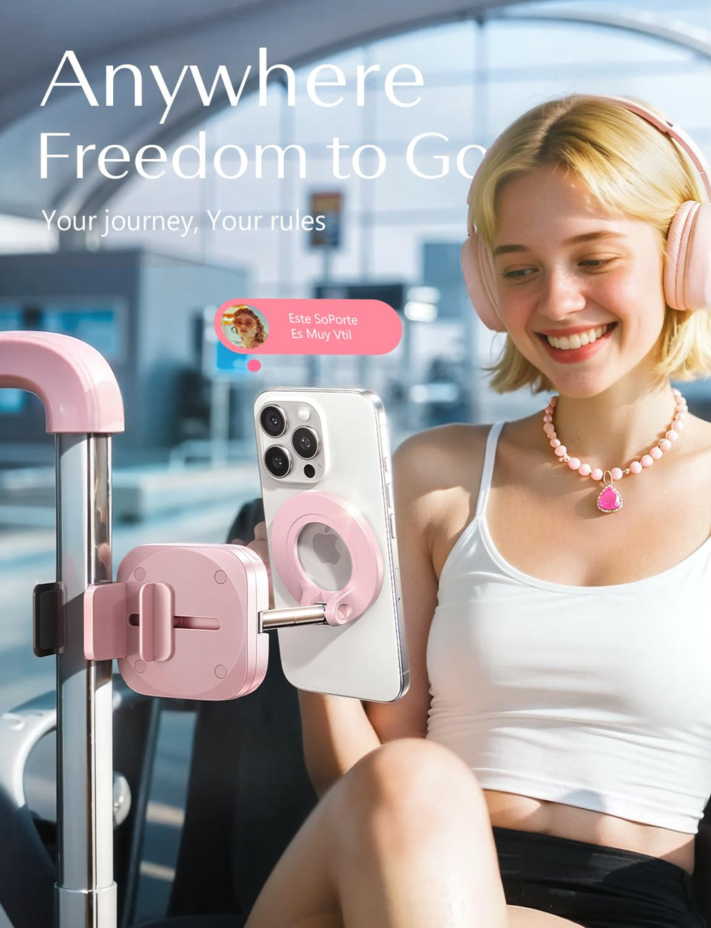 LISEN - Soporte de teléfono para el escritorio de viaje en avión | Phone Stand Hands Free MagSafe Travel Accessories Flying Long Flight Essentials Airplane Gadgets Gifts for Men