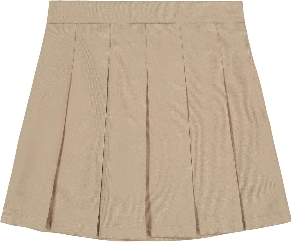 IZOD - Falda de patinete escolar para niñas con pantalones cortos, cintura de punto y bolsillos funcionales, resistente a arrugas