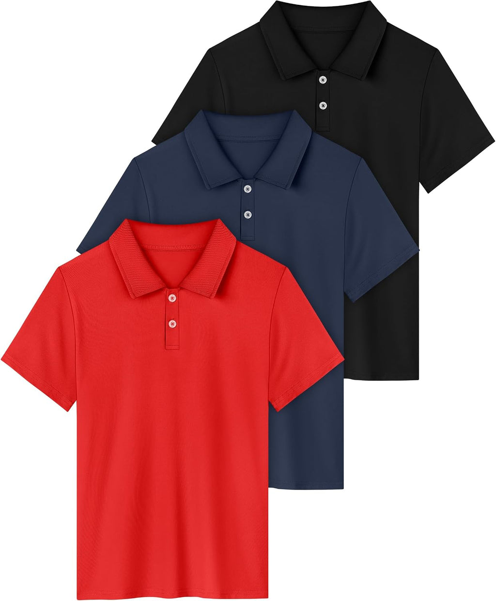 Resinta Paquete de 3 camisas de golf de manga corta para niños, secado rápido, secado rápido, para entrenamiento