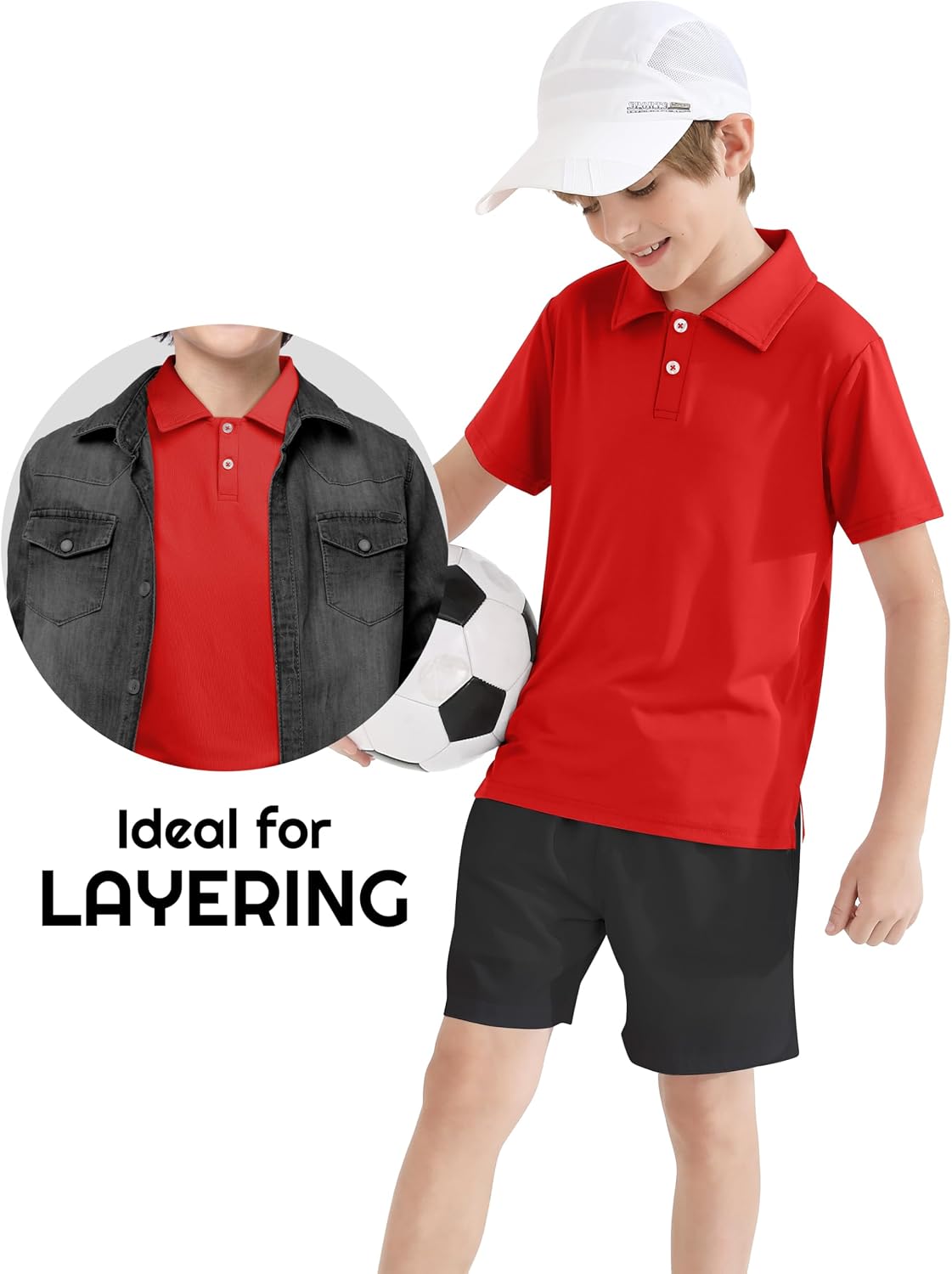 Resinta Paquete de 3 camisas de golf de manga corta para niños, secado rápido, secado rápido, para entrenamiento