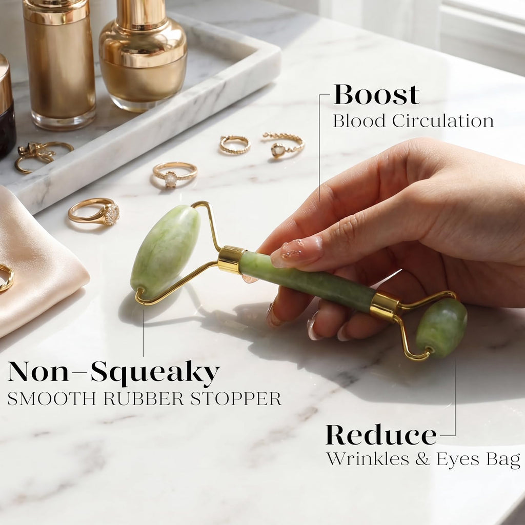 BAIMEI IcyMe - Rodillo de jade y Gua Sha, rodillo facial para reducir el enrojecimiento de la piel, cuidado personal para hombres y mujeres, masajeador para cara, ojos, cuello, alivia líneas finas y | Cooling Face Roller for Lymphatic Massage,Sculpting To