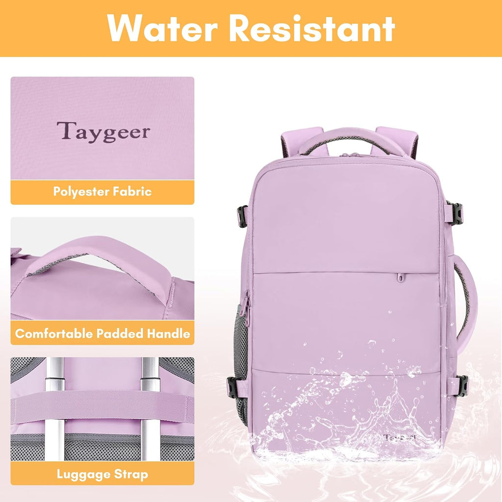 Taygeer - Mochila de viaje para mujeres, mochila de cabina con puerto de carga USB y bolsa para zapatos, mochila TSA para laptop de 15.6 pulgadas aprobada para vuelos, bolsa de enfermera, mochila | 15.6inch Laptop Mochila with Water Bottle Pocket & Shoe P