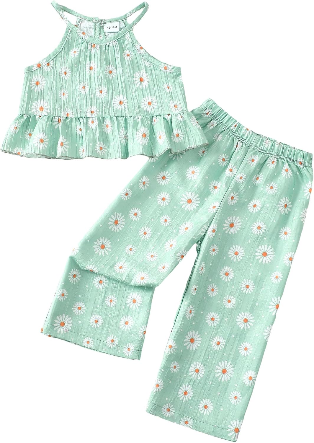 Kucnuzki Ropa de bebé niña pequeña trajes de verano Cami volantes halter tops pantalones de pierna ancha niños conjunto de ropa floral