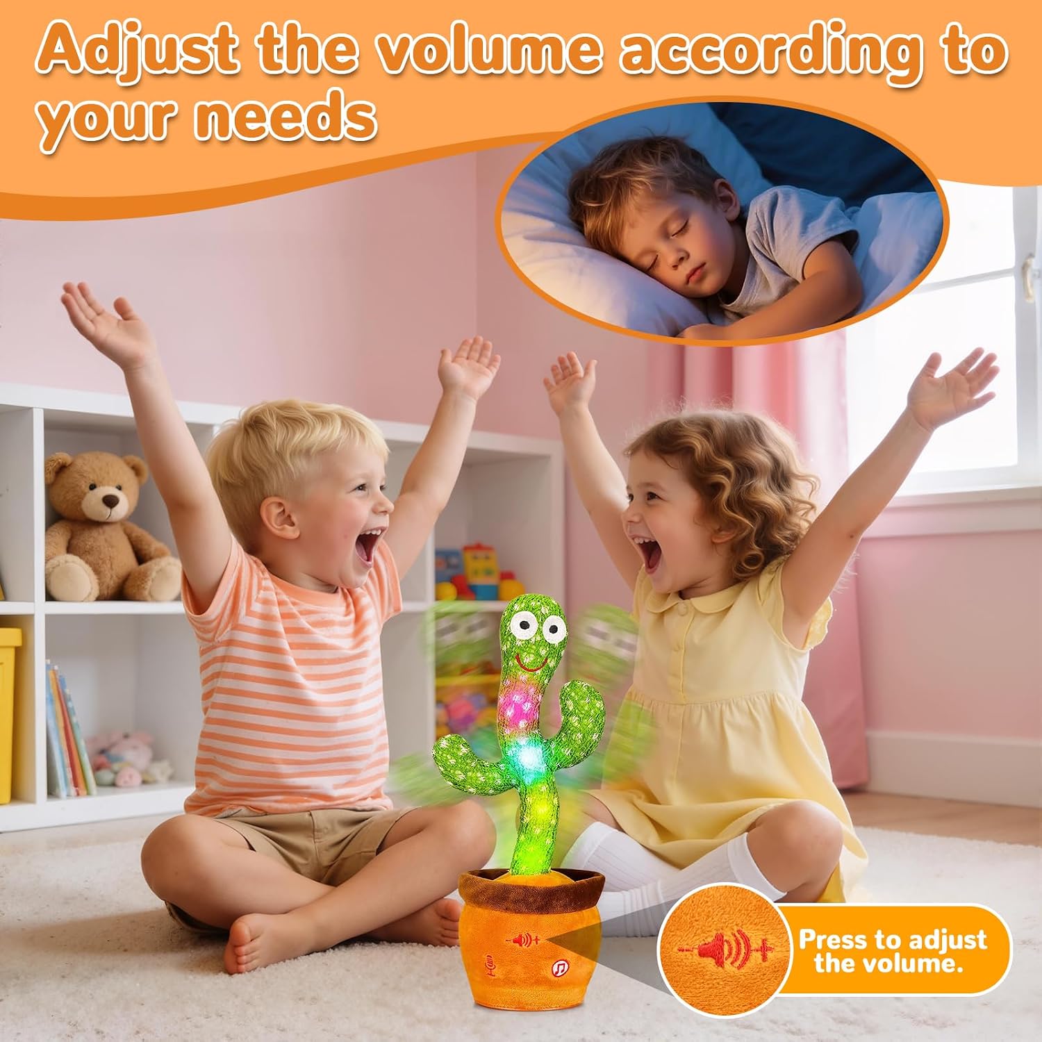 Cactus bailarín parlante - Repite lo que dices graba juguete para bebé | Bebé cantando grabación, imitando, repite lo que dices, musical interactivo, para niños y niñas de 1 año