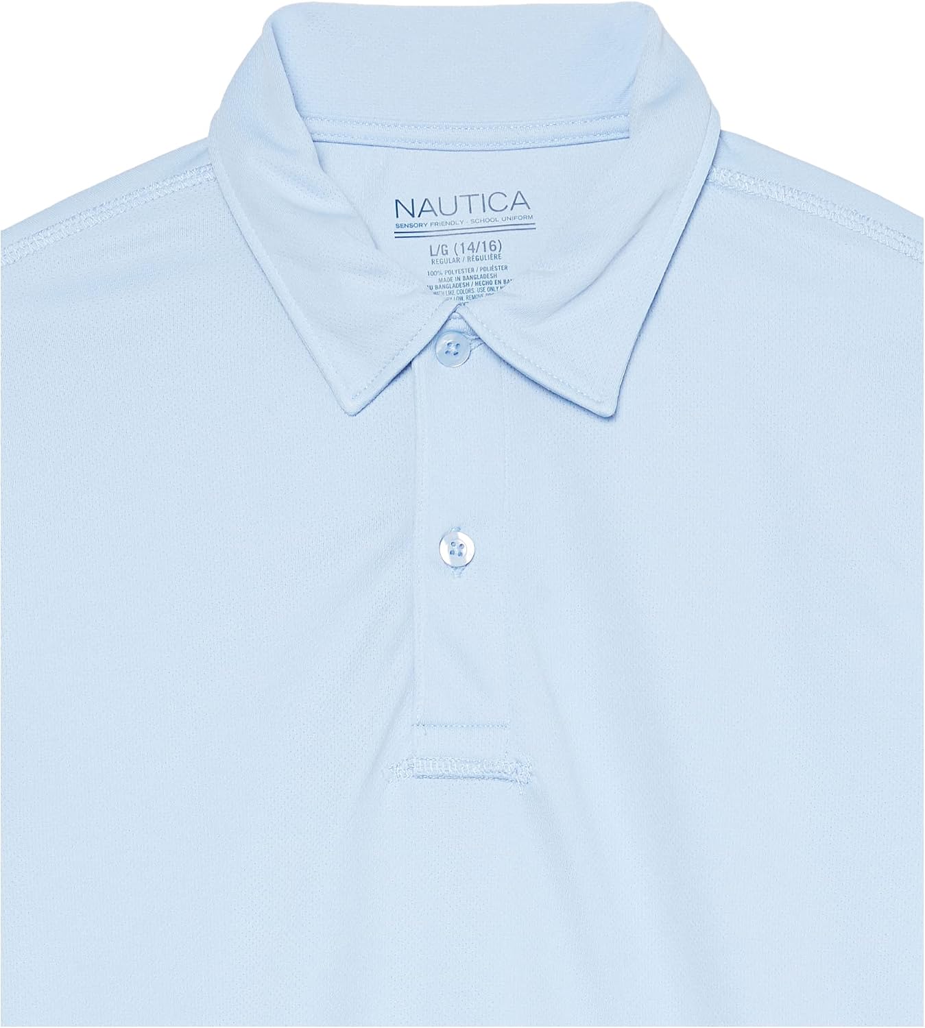Nautica - Polo de uniforme escolar para niños, de manga corta, sensorial, cierre de botones, material de alto rendimiento que absorbe la humedad