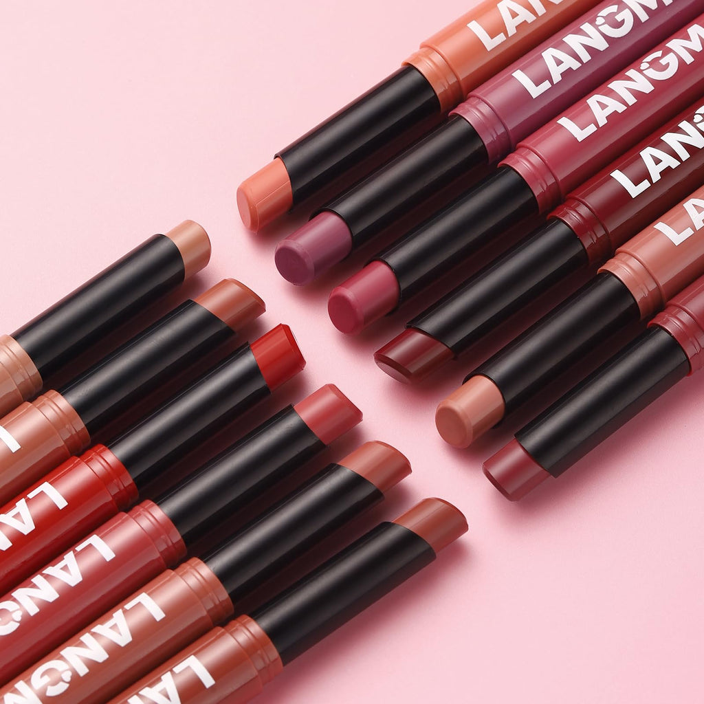 BestLand 12Pcs Matte Liquid Lipstick + Lip Liner Pens Set, Velvety Nude Lip Stain Waterproof Long Wear Makeup Gift Set