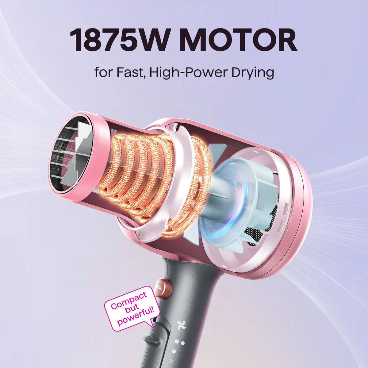 Secador de pelo Wavytalk con difusor, secador iónico Blown Away para cabello rizado con peine, secador de 1875 W de secado rápido con tecnología de cerámica, 3 accesorios para todo tipo de cabello | Secado rápido de 1875 W, 3 accesorios para todo tipo de
