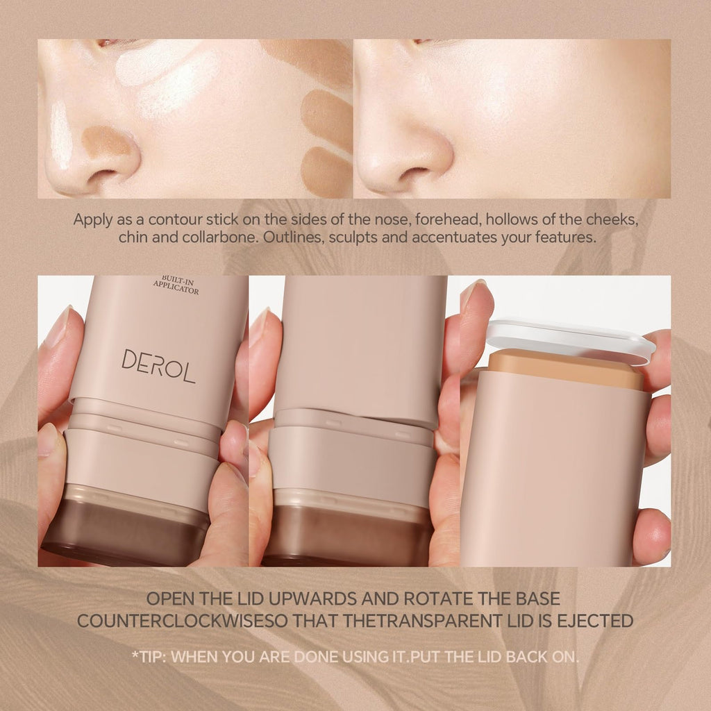 Flawless Eraser Foundation Stick, Lightweight Buildable Medium-to-Full Coverage Dual Ended Makeup Stick, Multi-Use Face Makeup Bar with brush, Natural Finish