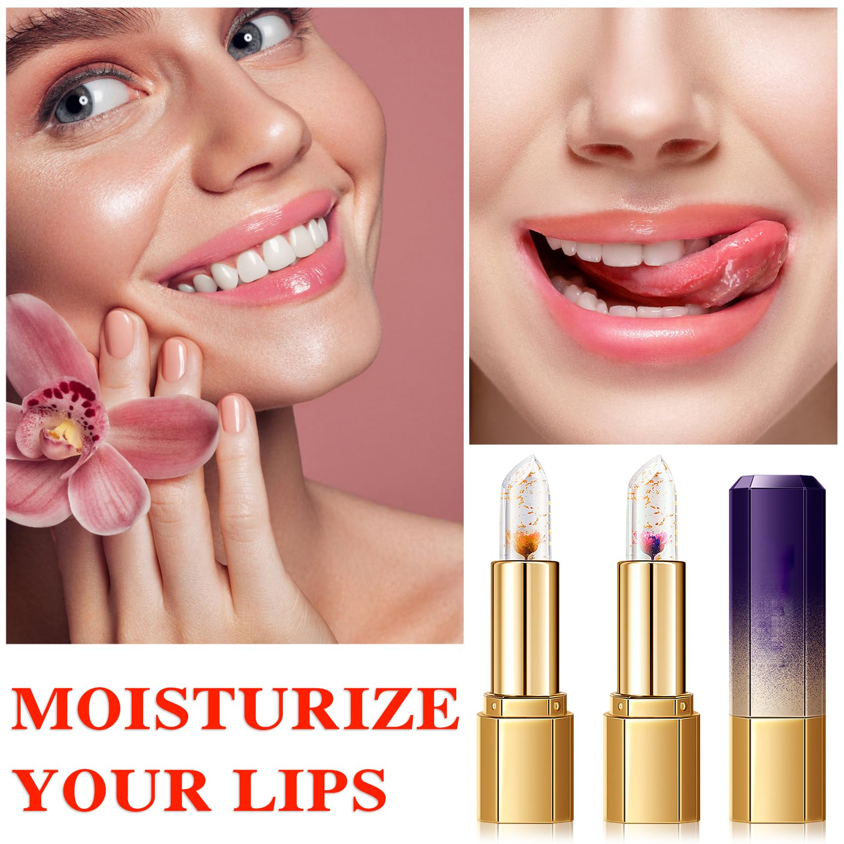 Labial de aloe vera, cuidado labial de larga duración, bálsamo labial nutritivo y voluminizador, brillo labial, cambio de color mágico con temperatura, 3 unidades