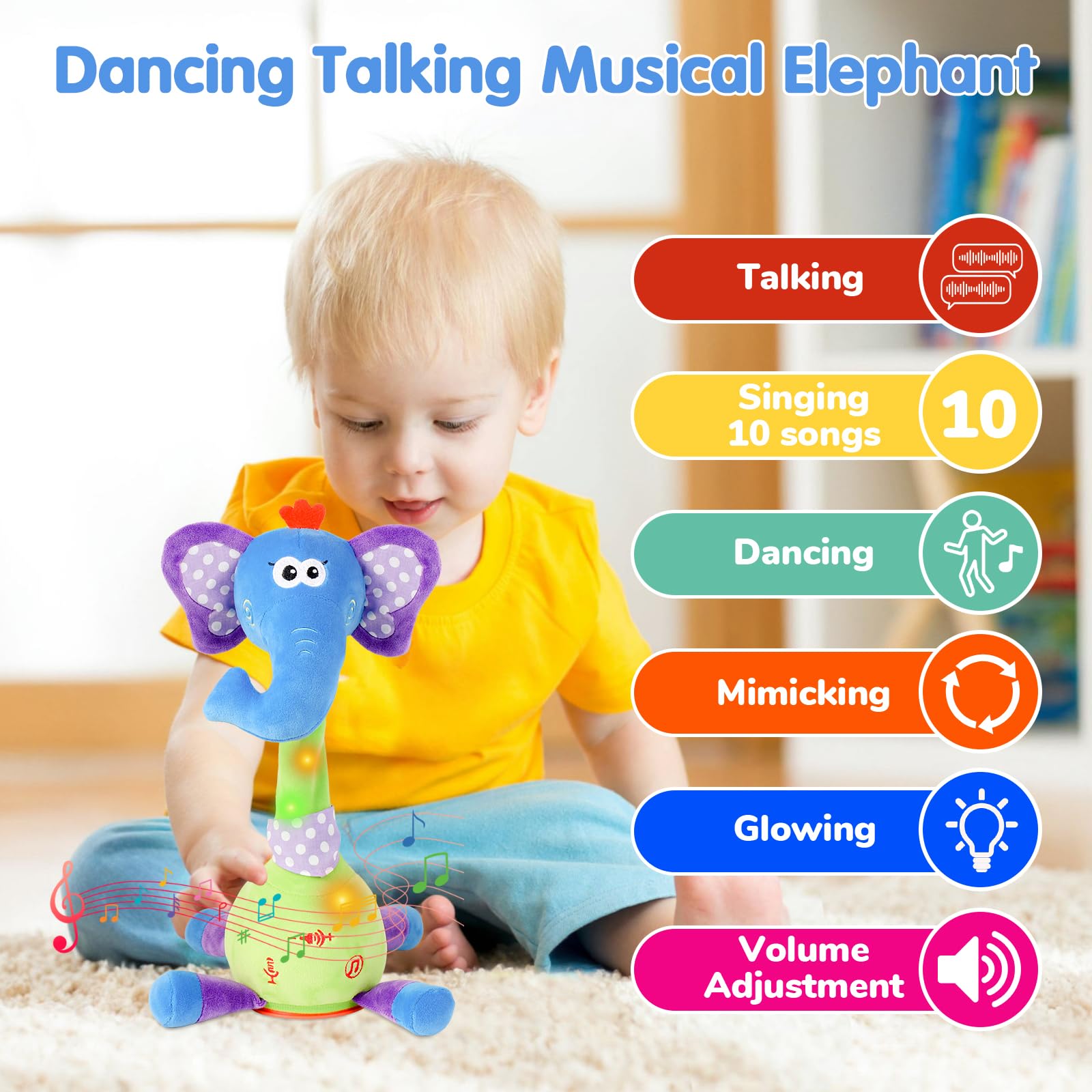 Cactus bailarín parlante - Repite lo que dices graba juguete para bebé | Bebé cantando grabación, imitando, repite lo que dices, musical interactivo, para niños y niñas de 1 año